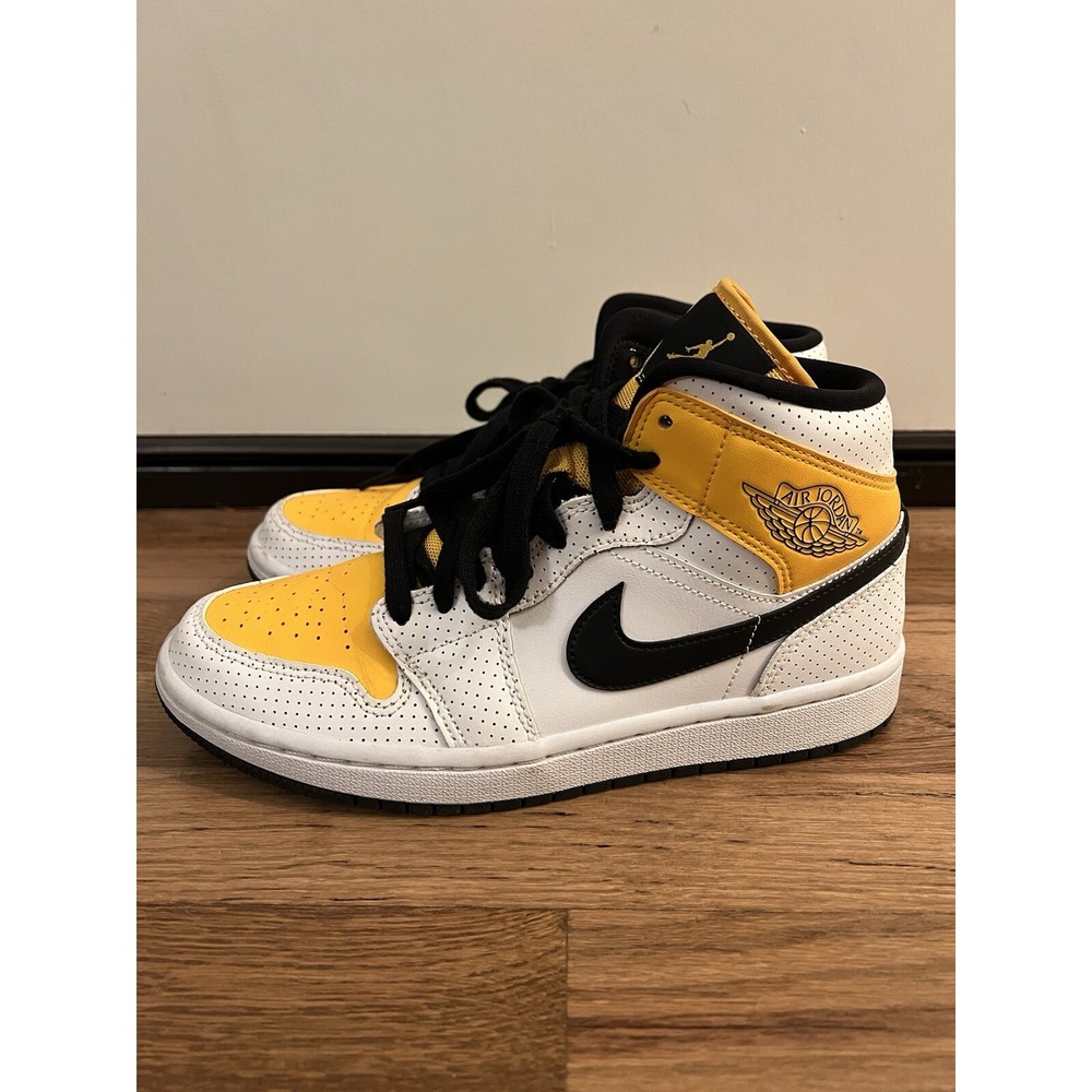 Size 8 - Air Jordan 1 Mid Perforated - White University Gold W